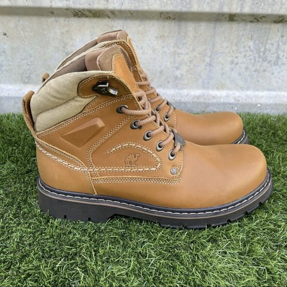 Camel Crown Mens Work Boots Leather Tan Size 12 New